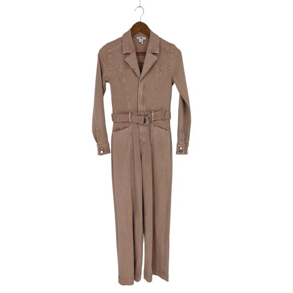 Paige Anthropologie Anessa Long Sleeve Jumpsuit in Vintage Rouge Glow - Picture 2 of 10